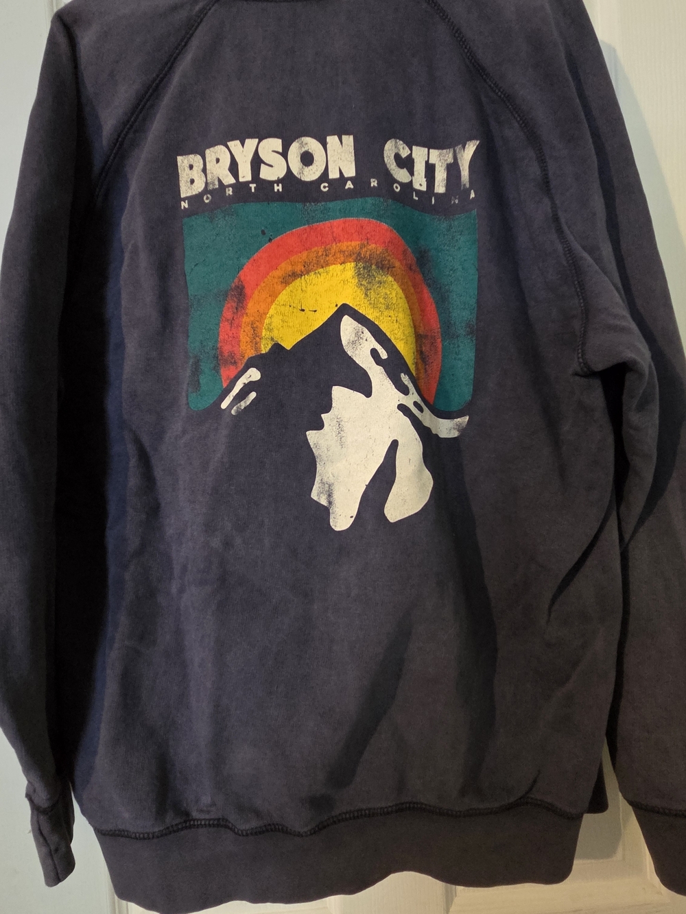 Bryson City Graphic Sweatshirt - Navy with Retro Rainbow